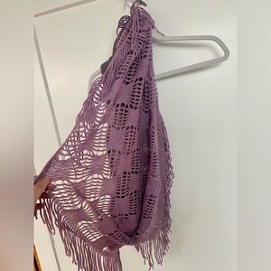 Purple knit infinity scarf